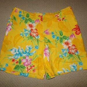 LAUREN RALPH LAUREN FLORAL LINEN SHORTS SZ 16